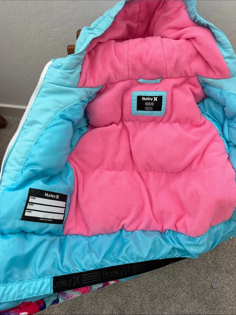 Hurley Aqua, Pink and Purple Girls' Winter Jacket